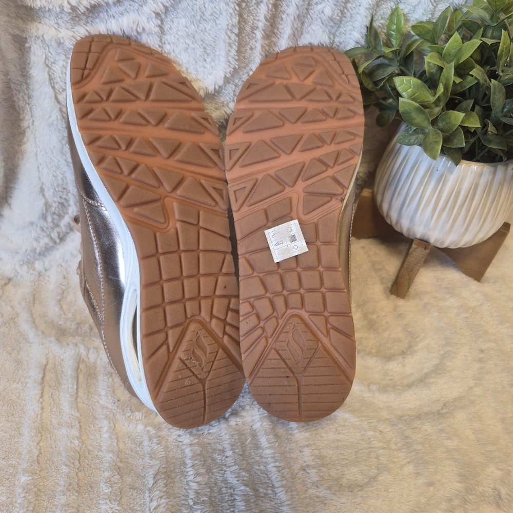 NEW Skechers Uno Metallixs Rose Gold Sneakers Lace Up Memory Foam Women's Sz 10 - Picture 14 of 14